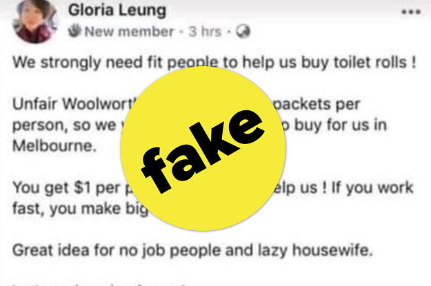 A Fake Facebook Account Pretending To Be A Chinese Woman Hoarding Toilet Paper Is Being Shared By Right Wing Pages